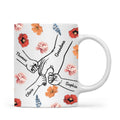 Grandma Mom & Kids Holding Hands Birth Month Flowers Personalized Mug