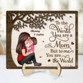 Grandma Mom Kid Sitting Under Tree Personalized 2-layer Wooden Plaque