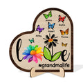 Grandma Mom Life Daisy Butterflies Personalized 2-layered Wooden Plaque